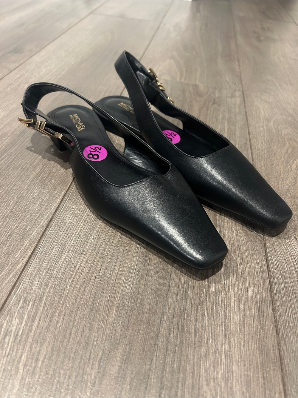Michael Kors Black Leather Slingback Flats 8.5